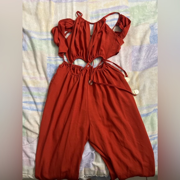 Fashion Nova Pants - Rustic orange romper